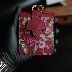 Floral Stitched Leather-Style Case for Galaxy Z Flip 7 | Detachable Chain Strap