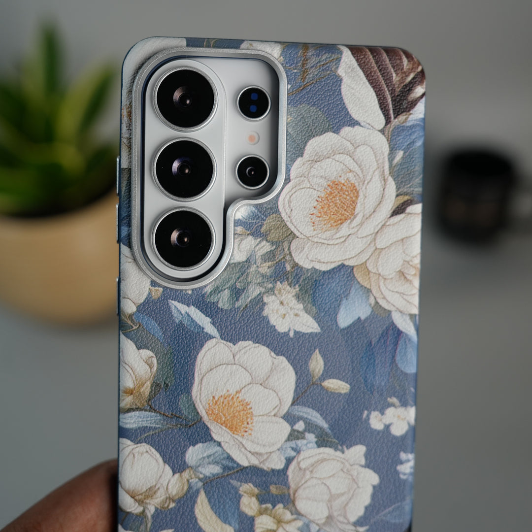 Galaxy S26 Ultra Premium Floral Leather MagSafe Case Back Cover