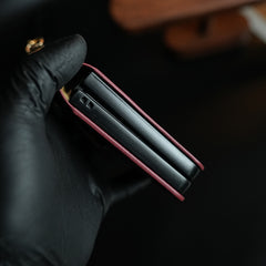 Floral Stitched Leather-Style Case for Galaxy Z Flip 7 | Detachable Chain Strap