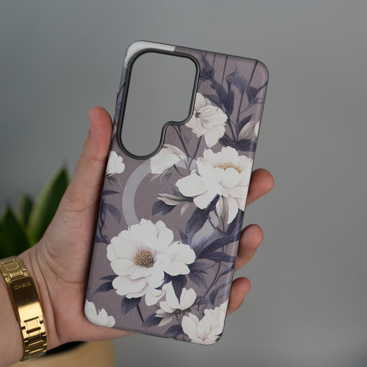 Galaxy S26 Ultra Premium Floral Leather MagSafe Case Back Cover