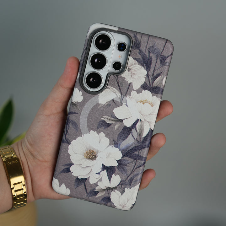 Galaxy S26 Ultra Premium Floral Leather MagSafe Case Back Cover