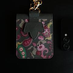 Floral Stitched Leather-Style Case for Galaxy Z Flip 7 | Detachable Chain Strap