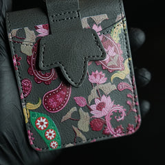 Floral Stitched Leather-Style Case for Galaxy Z Flip 7 | Detachable Chain Strap
