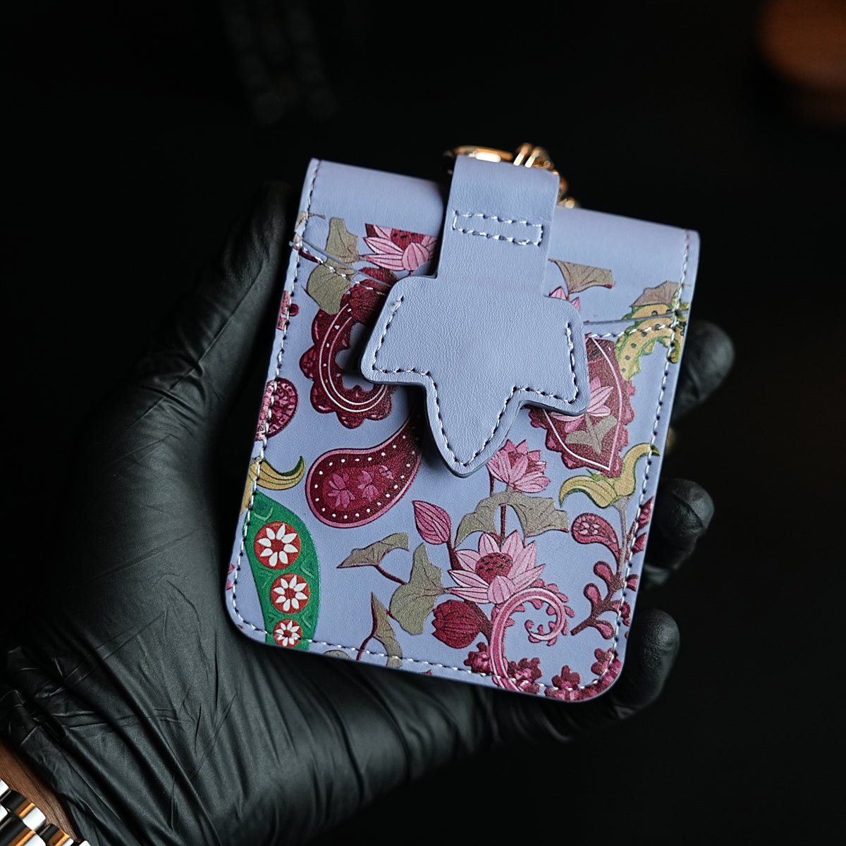 Floral Stitched Leather-Style Case for Galaxy Z Flip 7 | Detachable Chain Strap