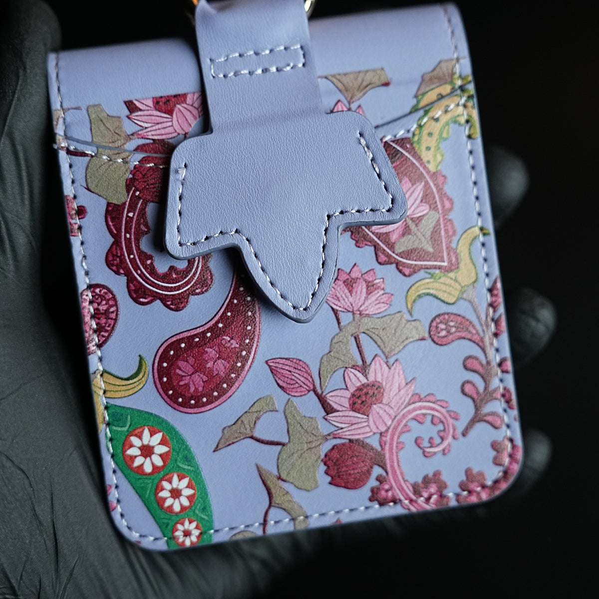 Floral Stitched Leather-Style Case for Galaxy Z Flip 7 | Detachable Chain Strap