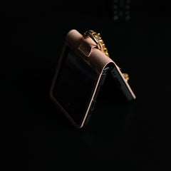 Floral Stitched Leather-Style Case for Galaxy Z Flip 7 | Detachable Chain Strap