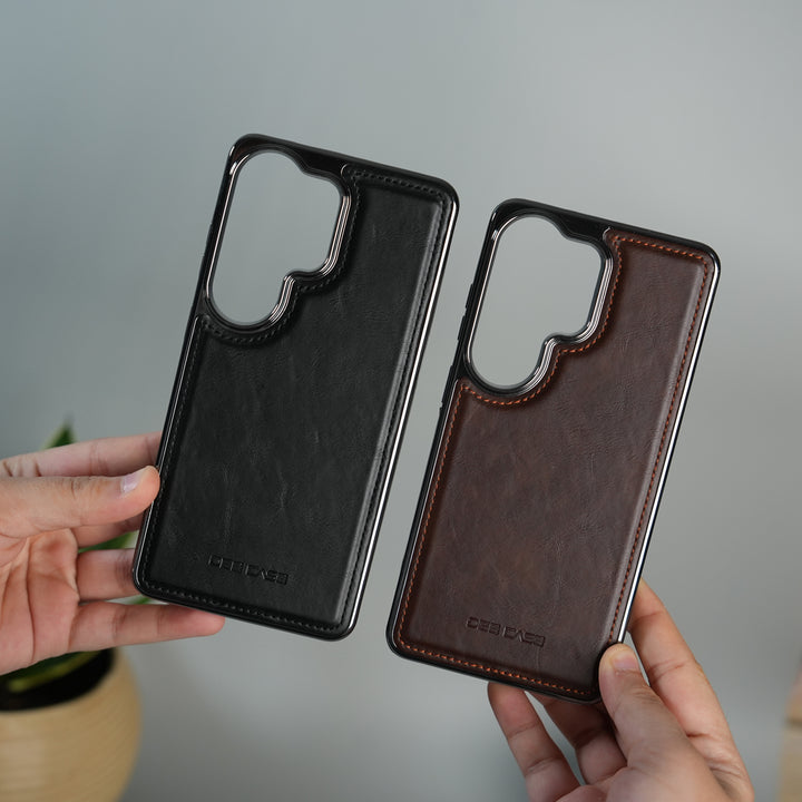 Galaxy S25 Ultra Leather Case | Classic Side Chrome Back Cover