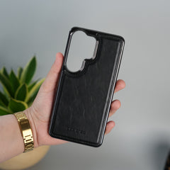 Galaxy S25 Ultra Leather Case | Classic Side Chrome Back Cover