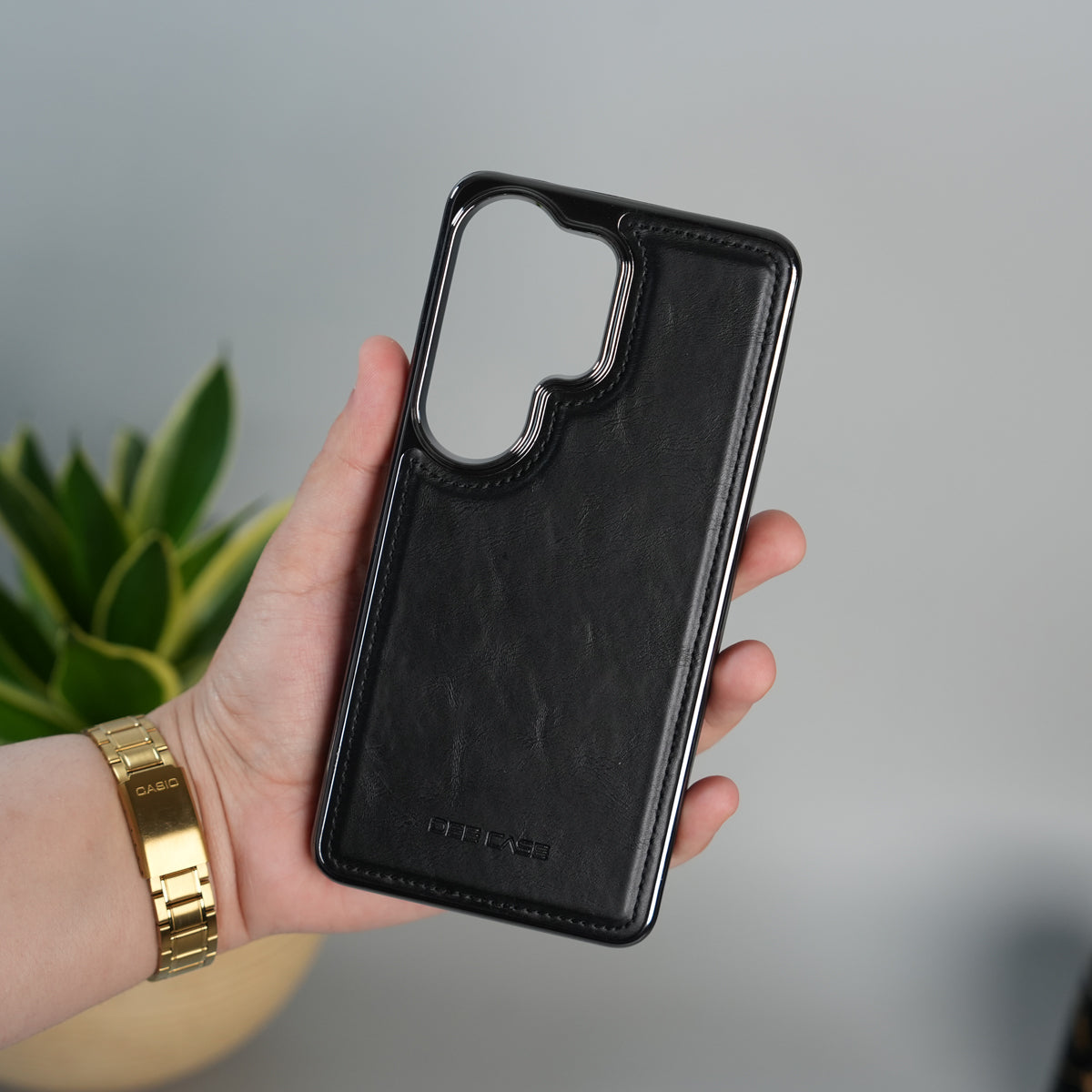 Galaxy S25 Ultra Leather Case | Classic Side Chrome Back Cover