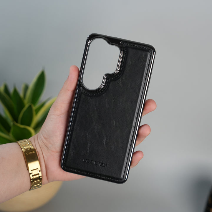 Galaxy S25 Ultra Leather Case | Classic Side Chrome Back Cover