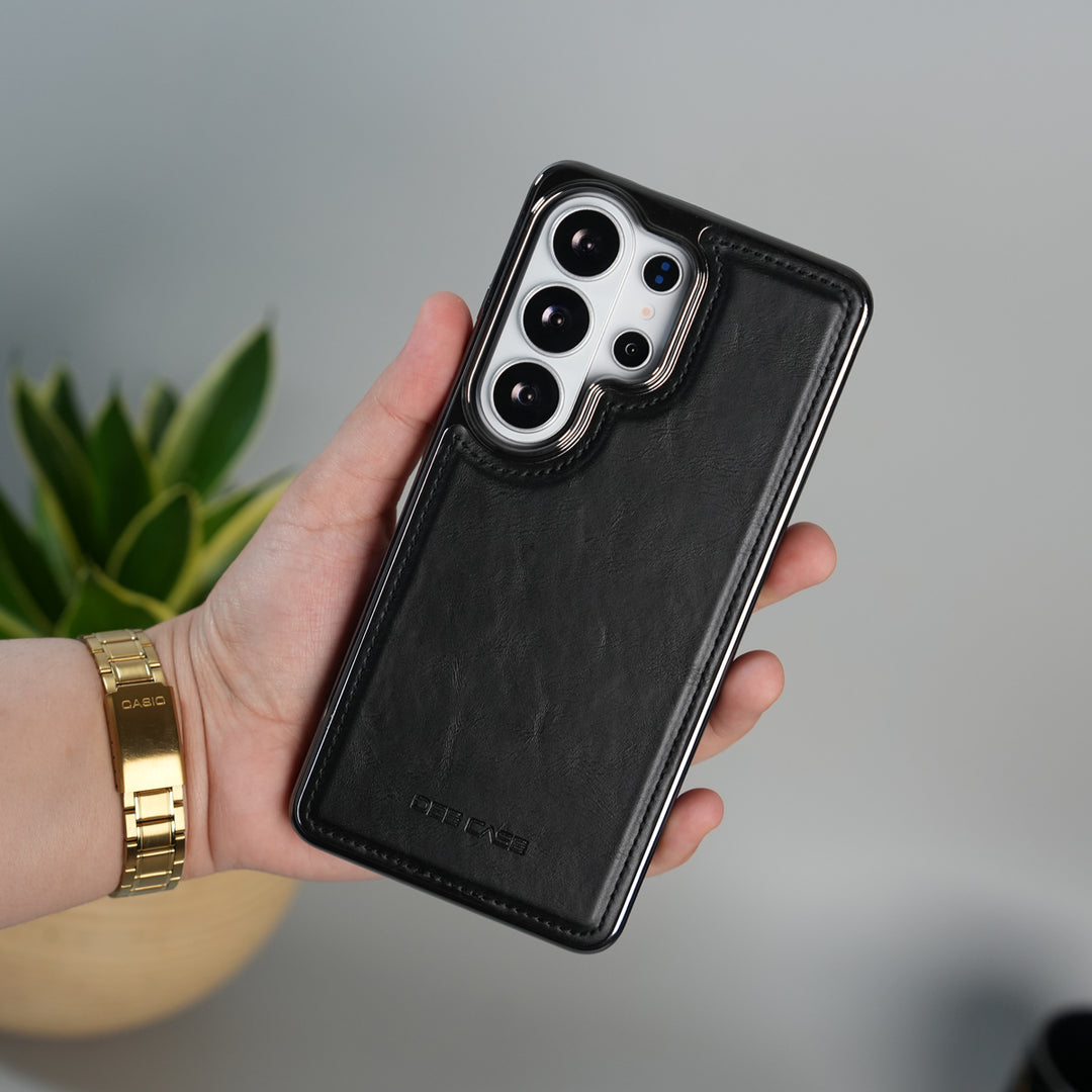 Galaxy S25 Ultra Leather Case | Classic Side Chrome Back Cover