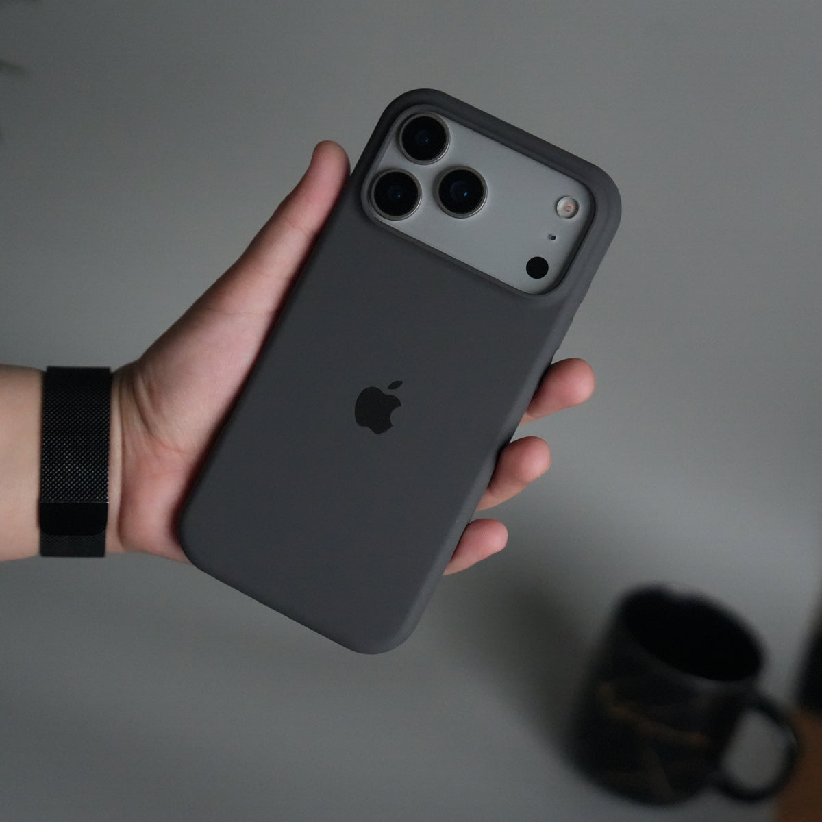 iPhone 17 Pro Max Liquid Silicone Case Cover (Dark Gray)