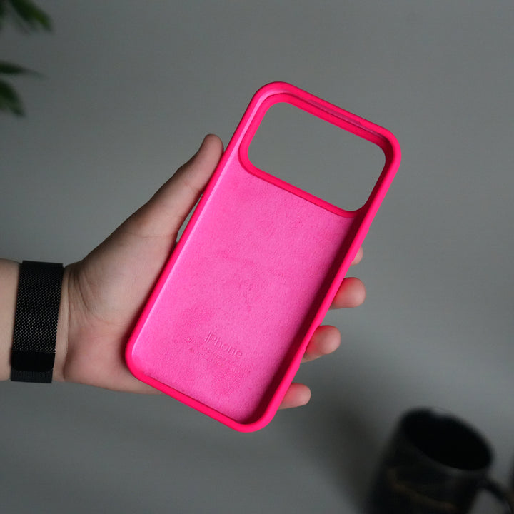 iPhone 17 Pro Liquid Silicone Case Cover | Neon Pink