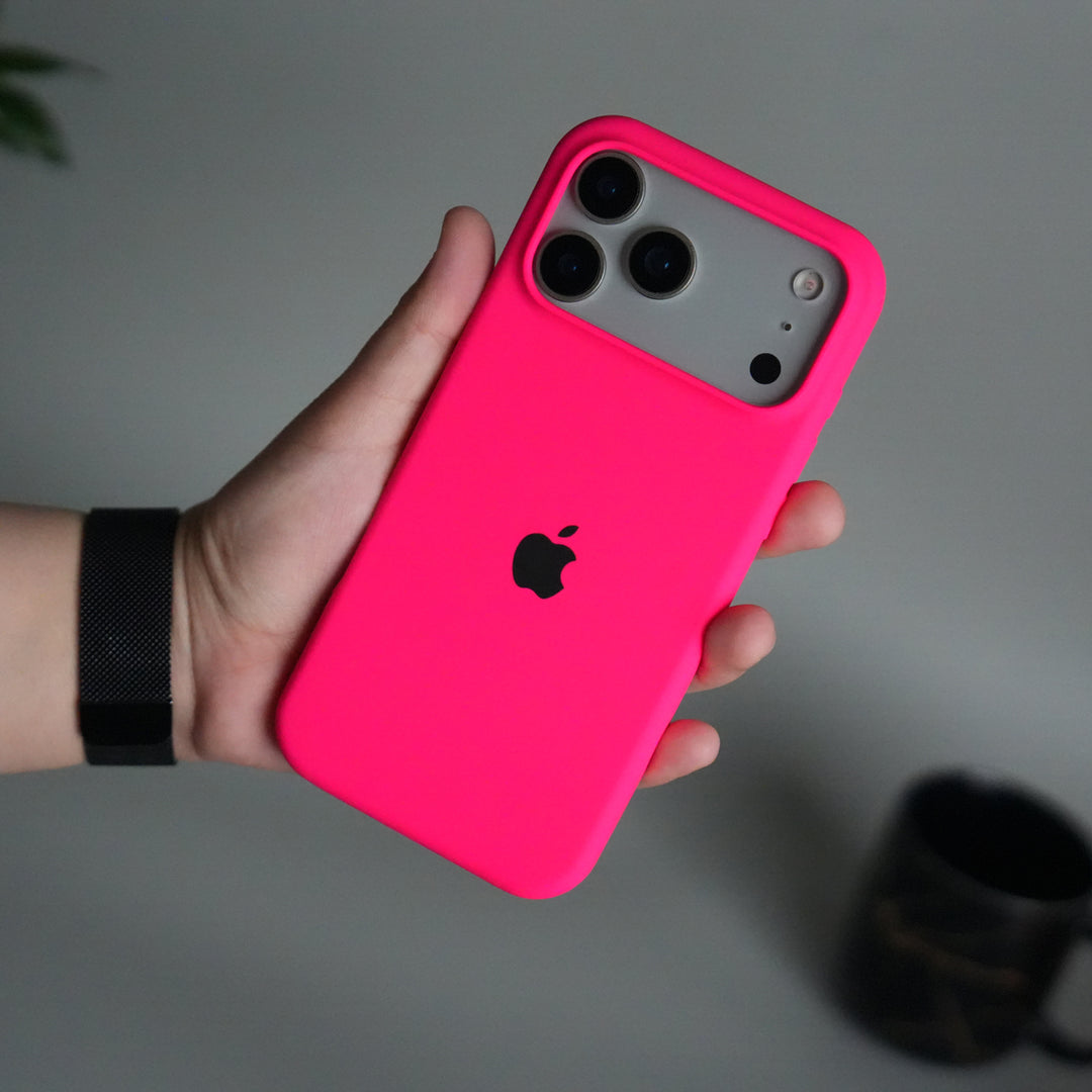 iPhone 17 Pro Liquid Silicone Case Cover | Neon Pink