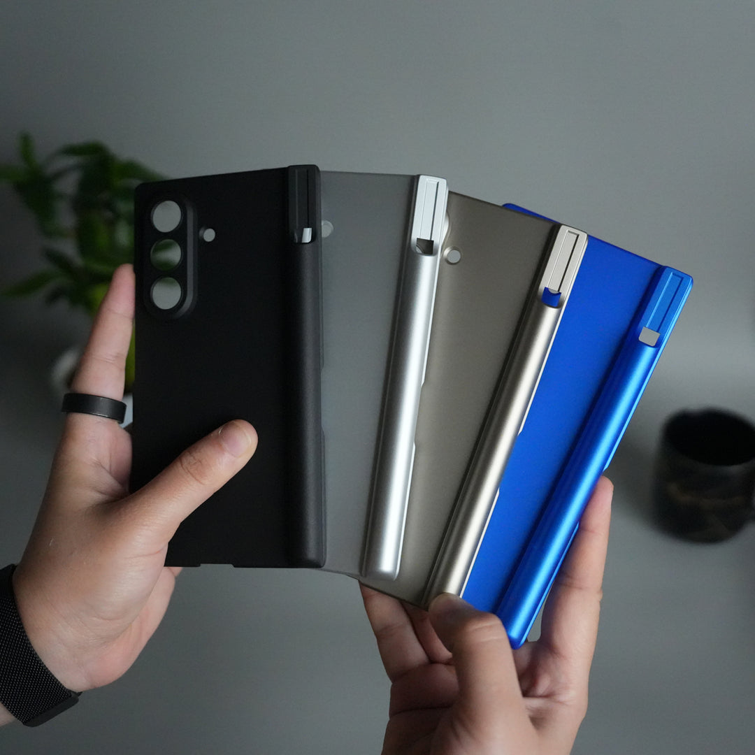 Galaxy Z Fold 7 S Pen Holder Case with Front Glass | Matte Finish Shockproof Hinge Protection Cover