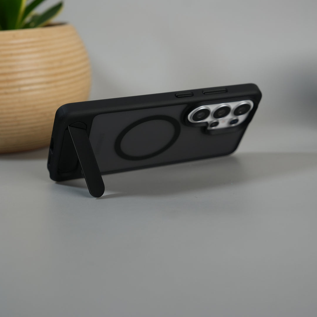 Galaxy S26 Ultra Matte Transparent MagSafe Kickstand Case | Shockproof & Clear Back Cover