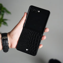 Galaxy Z Flip 7 PU Leather Black MB Case Cover
