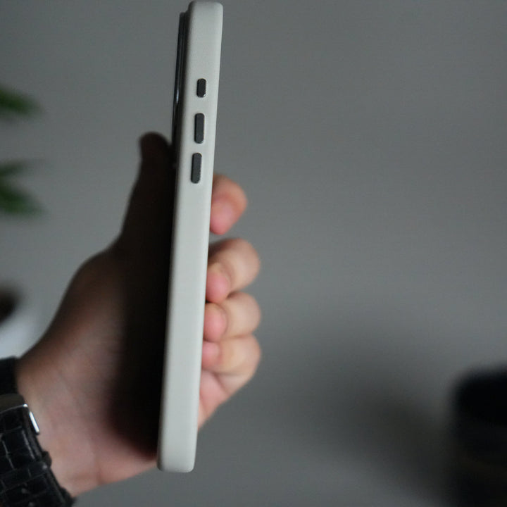 iPhone 17 Pro Max Premium PU Leather MagSafe Case | Metal Camera Frame Luxury Back Cover | Gray