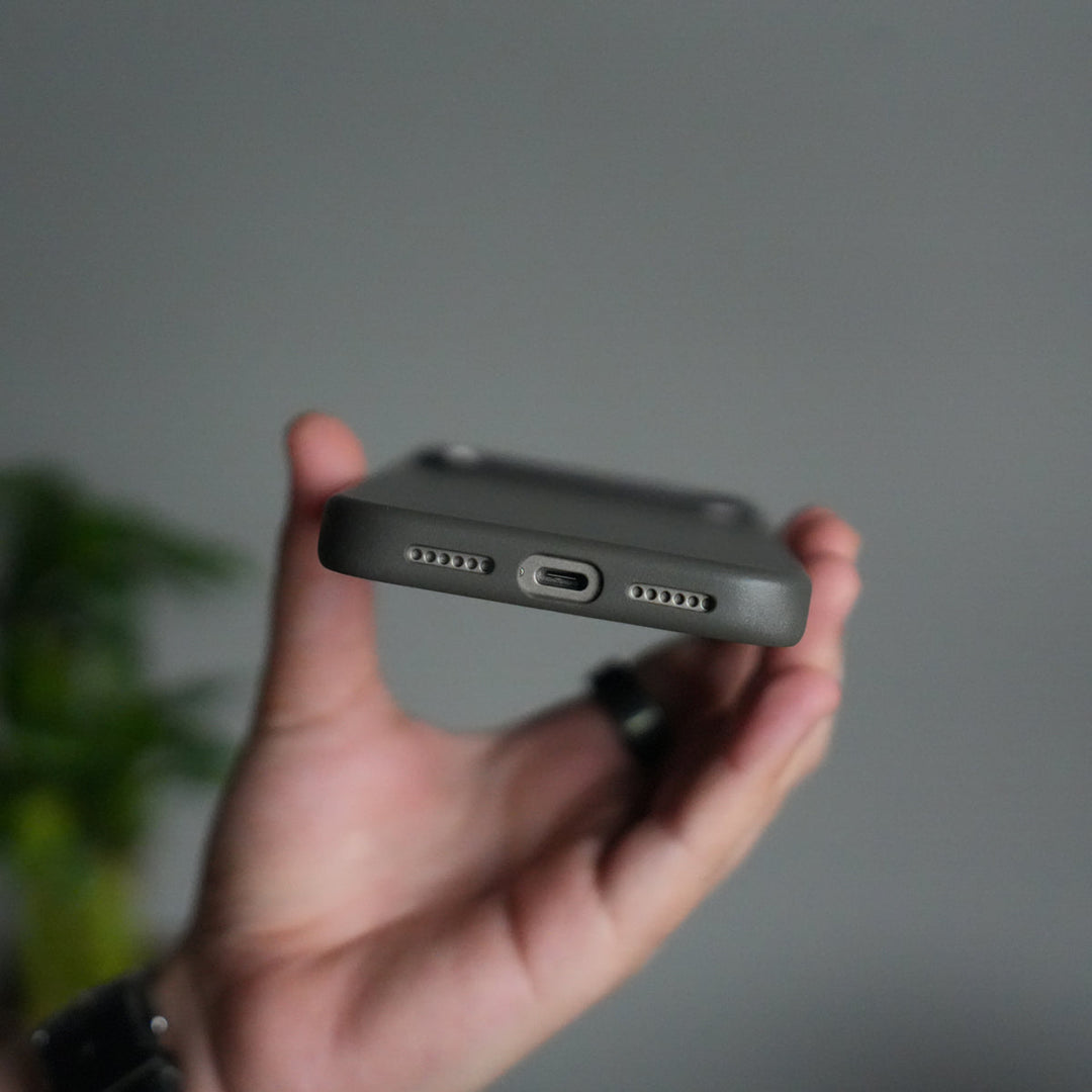 iPhone 17 Pro Max Premium PU Leather MagSafe Case | Metal Camera Frame Luxury Back Cover | Dark Gray