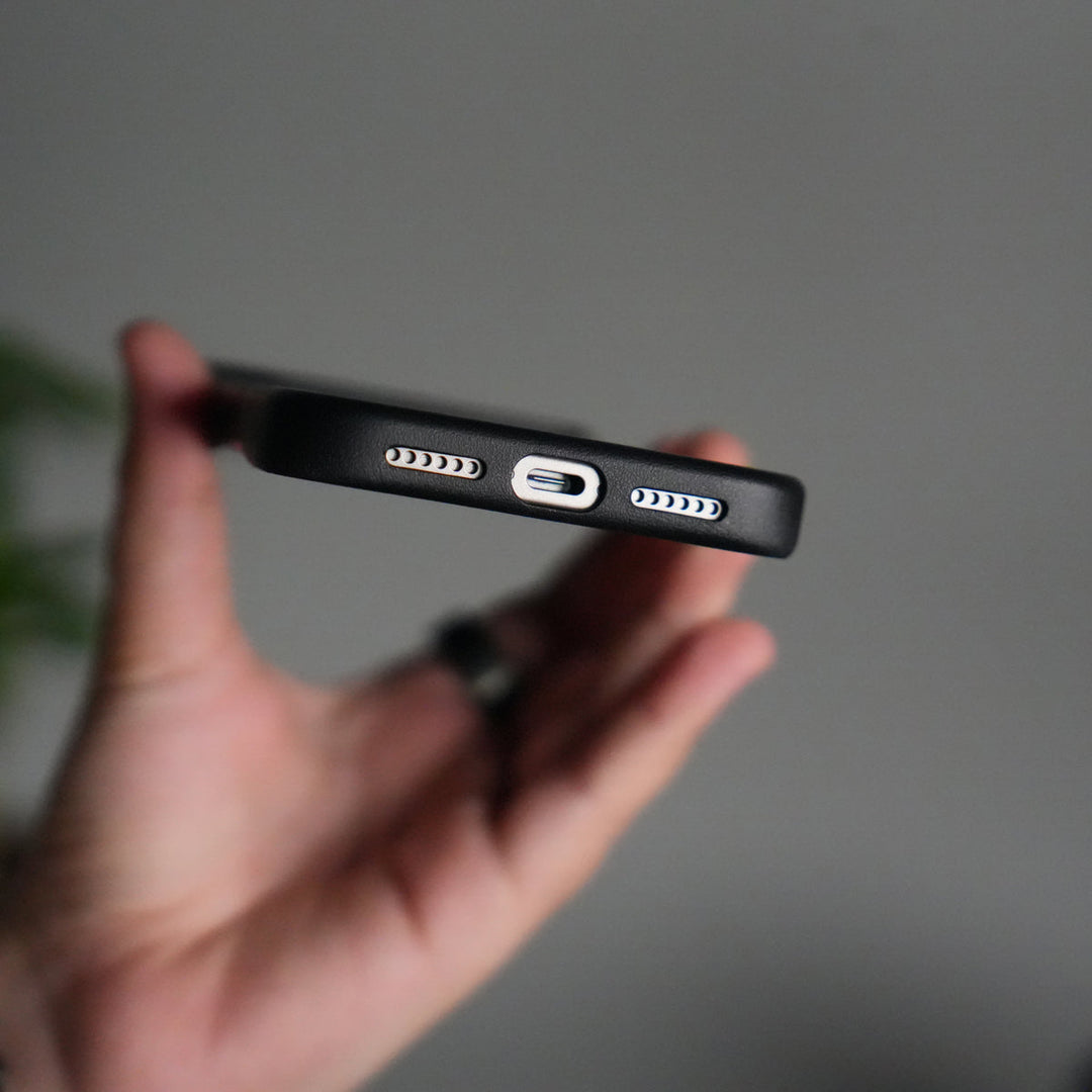 iPhone 17 Pro Max Premium PU Leather MagSafe Case | Metal Camera Frame Luxury Back Cover | Black