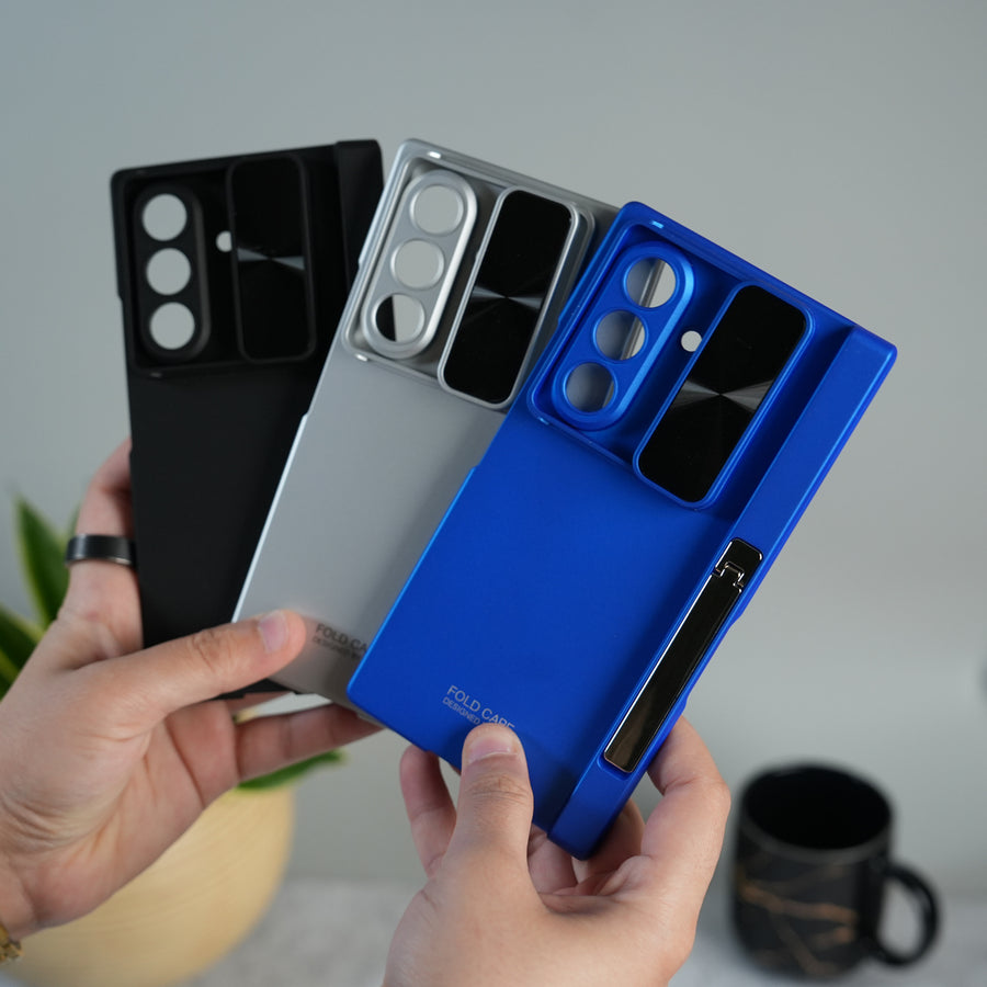Galaxy Z Fold 7 GKK Kickstand Slide Camera Lid Folding PC Phone Cover with Tempered Glass Screen Film