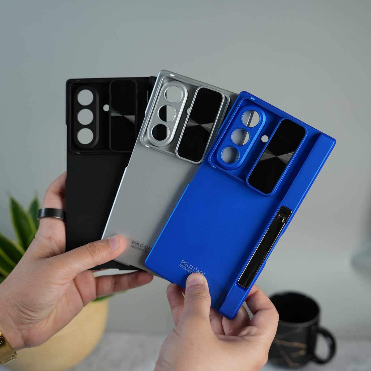Galaxy Z Fold 7 GKK Kickstand Slide Camera Lid Folding PC Phone Cover with Tempered Glass Screen Film