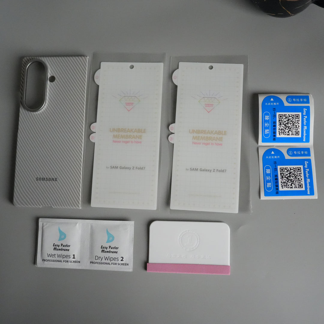 Galaxy Z Fold 7 Carbon Fiber Texture Back Case with Front Membrane | Ultra-Thin Protective Cover