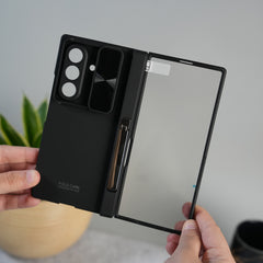 Galaxy Z Fold 7 GKK Kickstand Slide Camera Lid Folding PC Phone Cover with Tempered Glass Screen Film