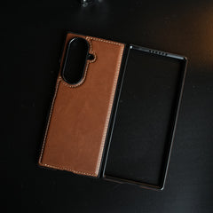 Edge Stitched Leather Texture Case for Galaxy Z Fold 7 | Magnetic Case