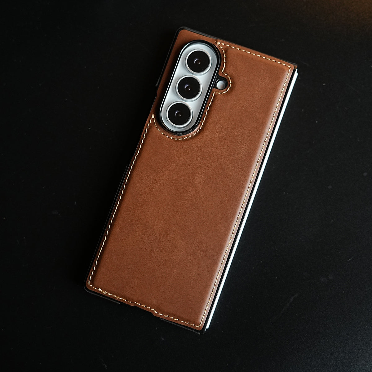 Edge Stitched Leather Texture Case for Galaxy Z Fold 7 | Magnetic Case
