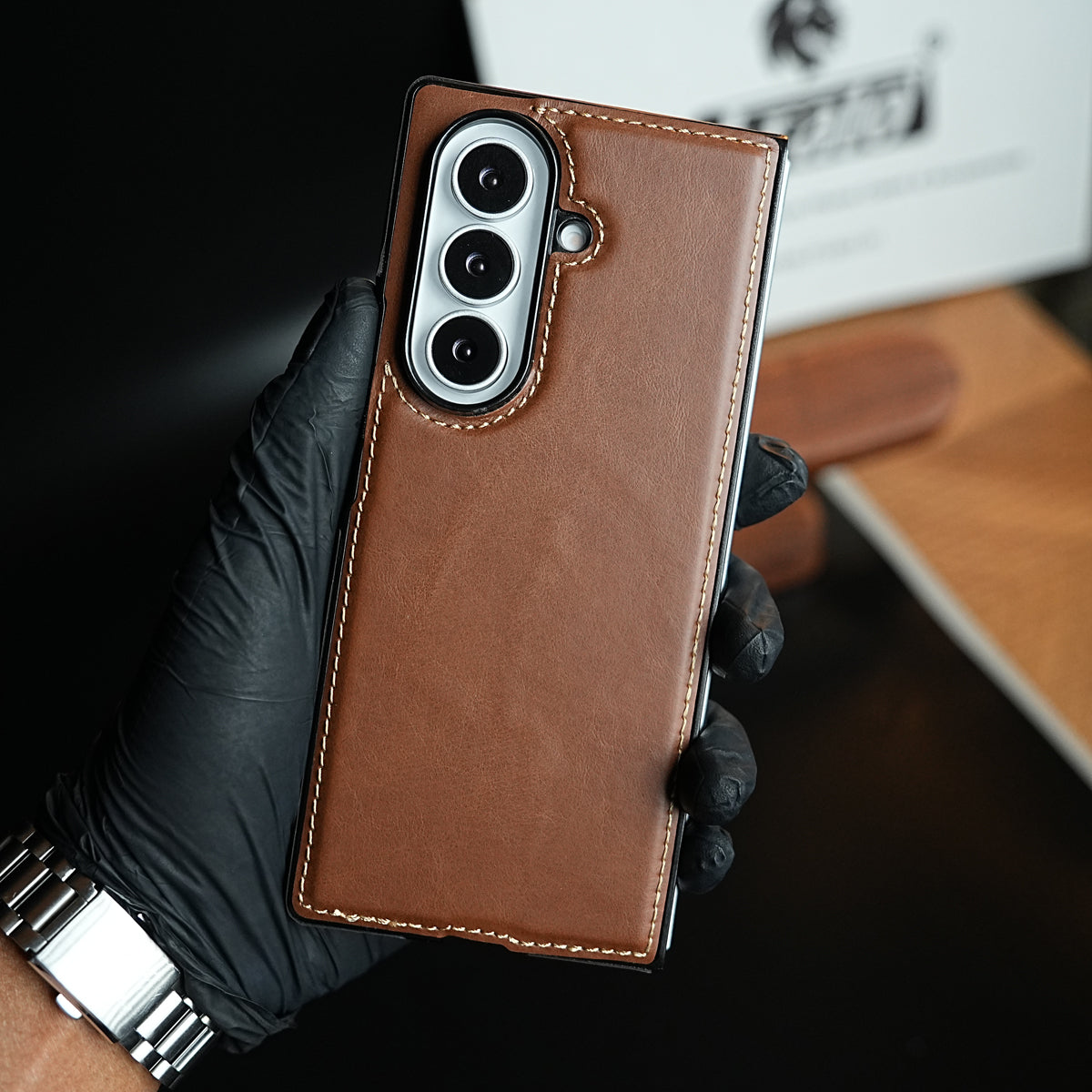 Edge Stitched Leather Texture Case for Galaxy Z Fold 7 | Magnetic Case