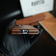 Edge Stitched Leather Texture Case for Galaxy Z Fold 7 | Magnetic Case