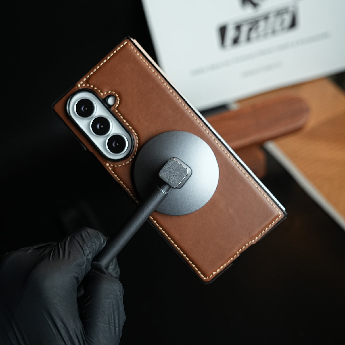 Edge Stitched Leather Texture Case for Galaxy Z Fold 7 | Magnetic Case