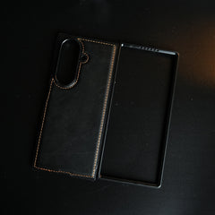 Edge Stitched Leather Texture Case for Galaxy Z Fold 7 | Magnetic Case
