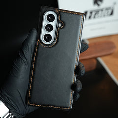 Edge Stitched Leather Texture Case for Galaxy Z Fold 7 | Magnetic Case