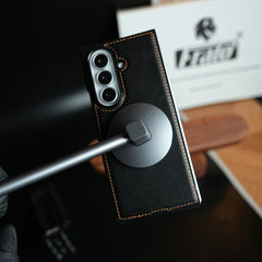 Edge Stitched Leather Texture Case for Galaxy Z Fold 7 | Magnetic Case