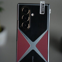 Galaxy Z Fold 7 X Design Glossy Glass Case | Chrome Plated Frame with Front Glass Protection