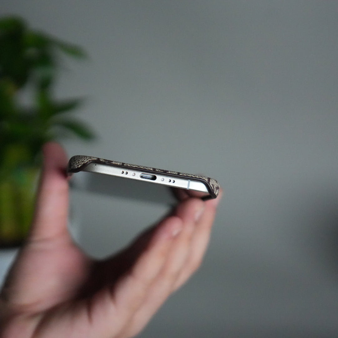 iPhone 17 Air Luxury GG Pattern PU Leather Camera Bump Case