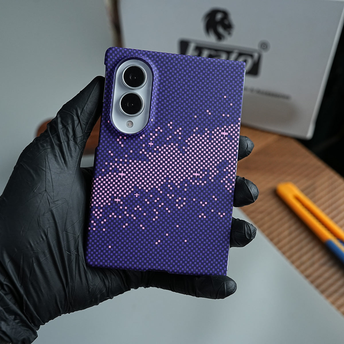 Purple Pixel Pattern Case Abstract Wave Design Case For Samsung Galaxy Z Fold 8