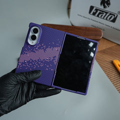 Purple Pixel Pattern Case Abstract Wave Design Case For Samsung Galaxy Z Fold 8