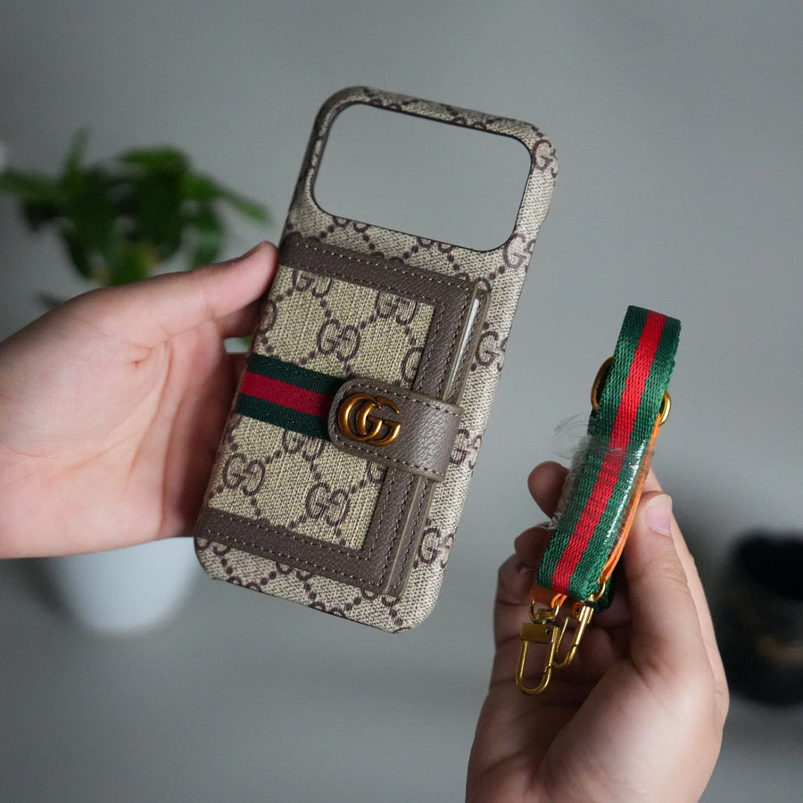 iPhone 17 Series Luxury Brand GG Wallet Case Cover