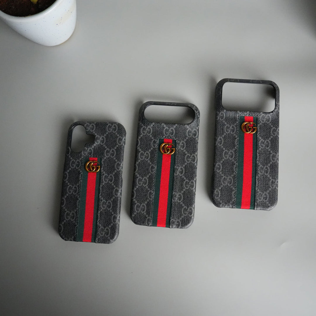 iPhone 17 Series GG Fashion Green Red Stripe Cover | BLACK