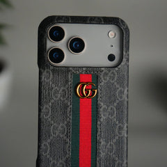 iPhone 17 Series GG Fashion Green Red Stripe Cover | BLACK