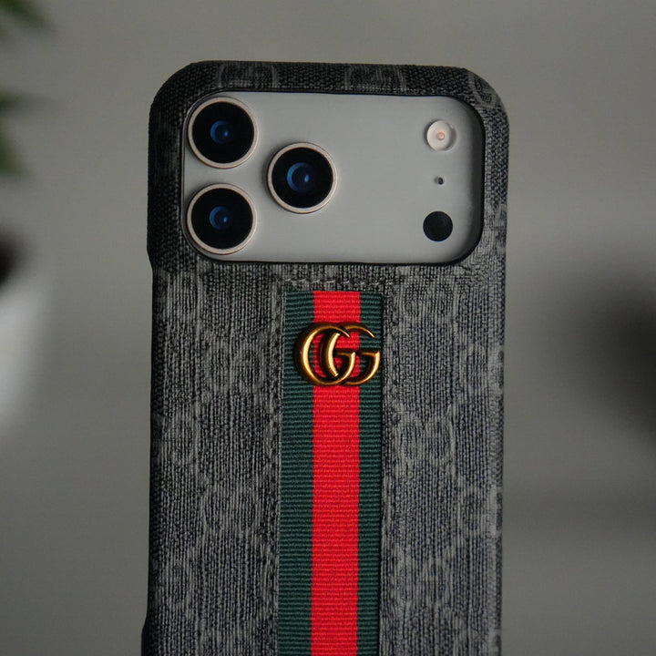 iPhone 17 Series GG Fashion Green Red Stripe Cover | BLACK