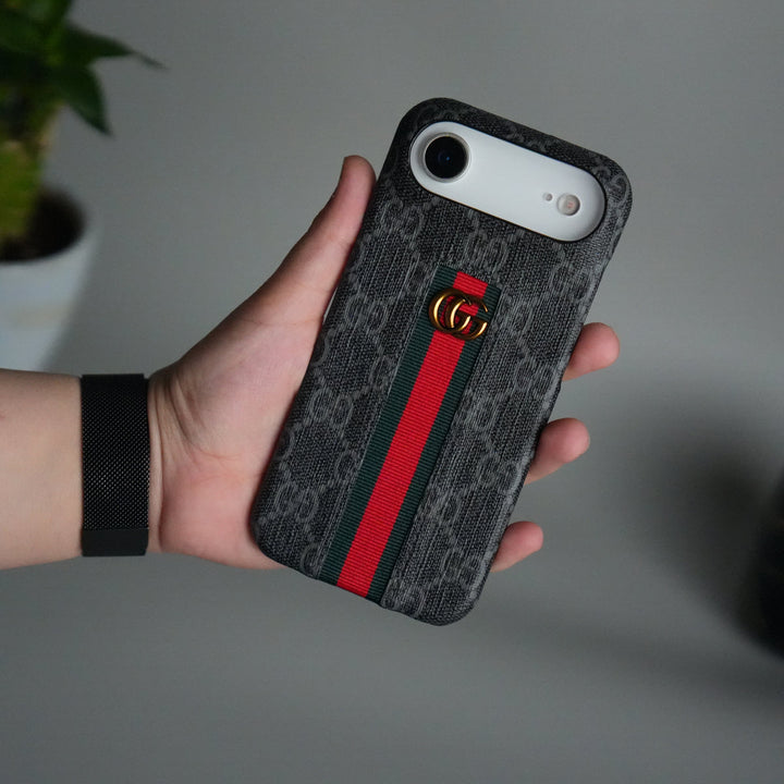 iPhone 17 Series GG Fashion Green Red Stripe Cover | BLACK