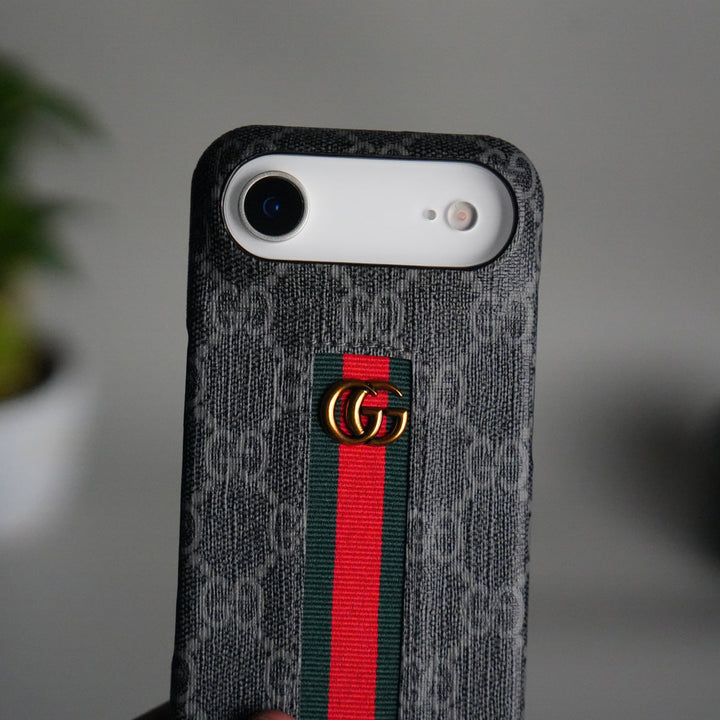 iPhone 17 Series GG Fashion Green Red Stripe Cover | BLACK