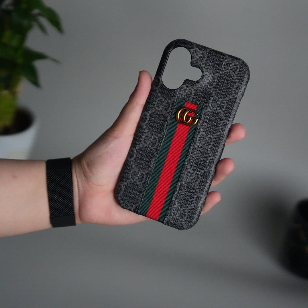 iPhone 17 Series GG Fashion Green Red Stripe Cover | BLACK
