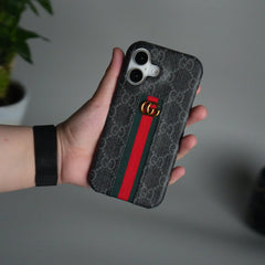 iPhone 17 Series GG Fashion Green Red Stripe Cover | BLACK