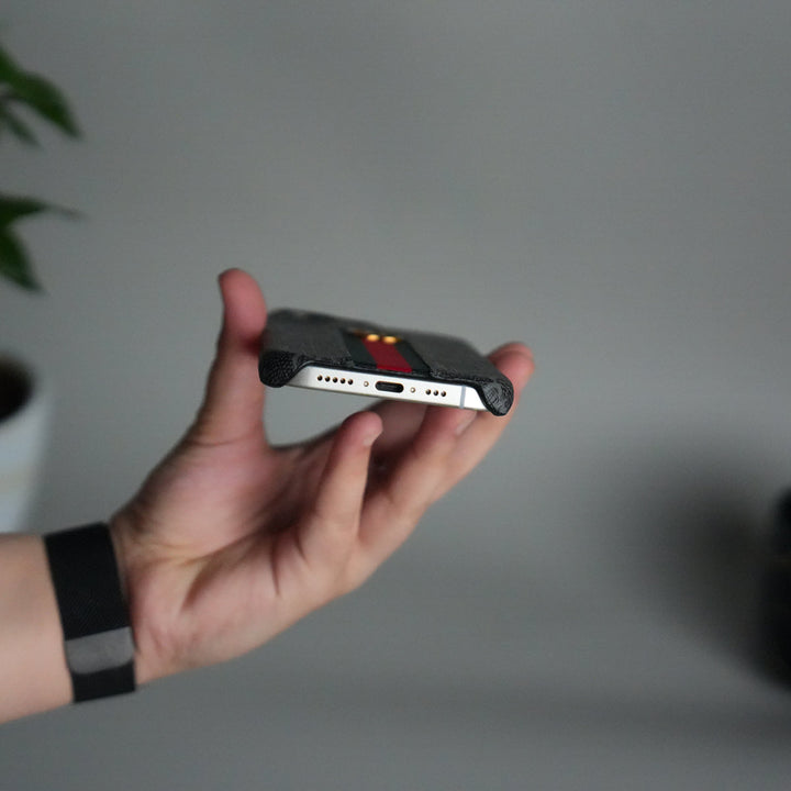 iPhone 17 Series GG Fashion Green Red Stripe Cover | BLACK