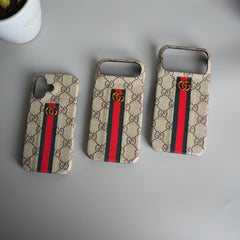 iPhone 17 Series GG Fashion Green Red Stripe Cover | BEIGE